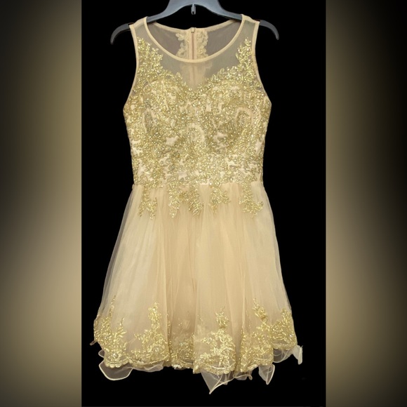 Embroidered and rhinestone cocktail dress. - Picture 4 of 6